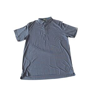 Tasc Performance Mens Blue Orange Striped Micro Modal Polo Shirt Large L